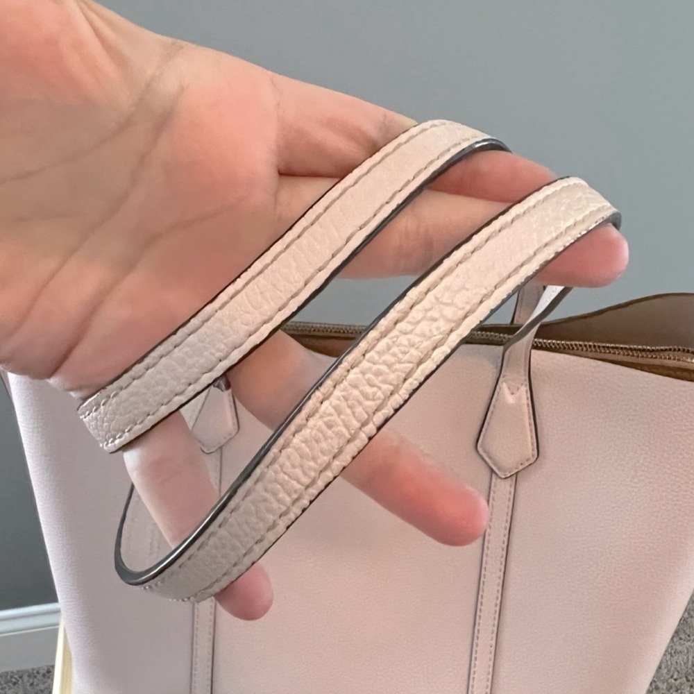 Tory Burch Perry Triple Compartment Tote Bag in Pink Textured Leather - Picture 10 of 14